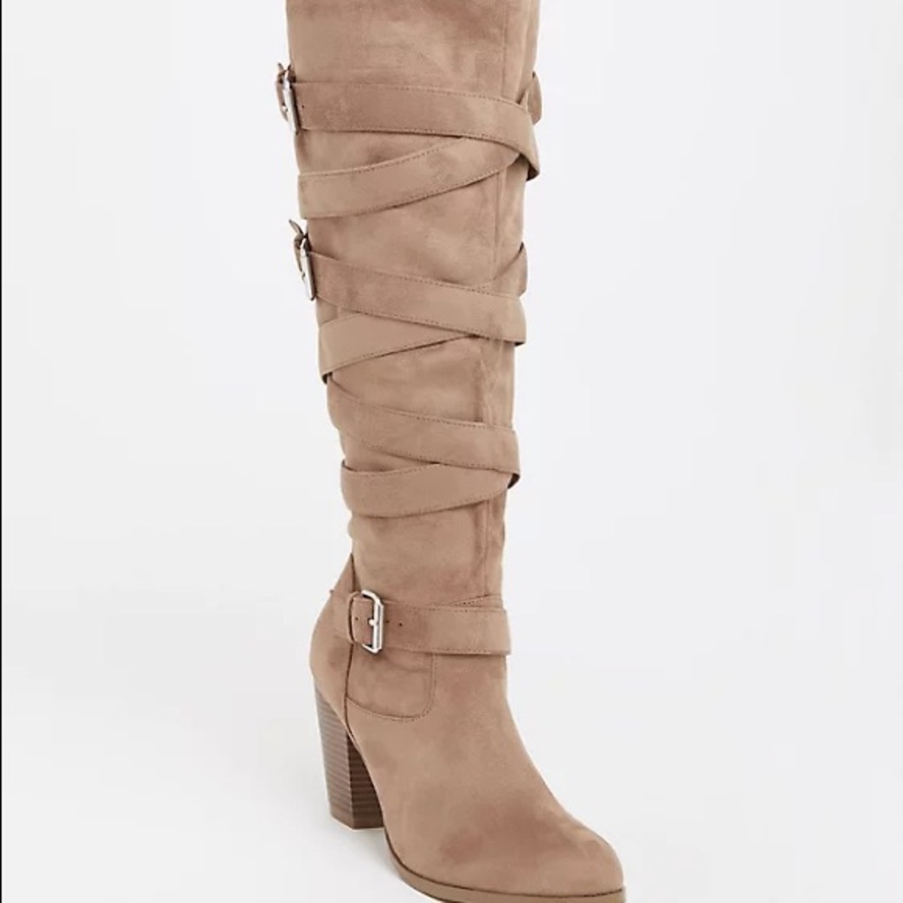 Tan Multi Strap High Knee Heels